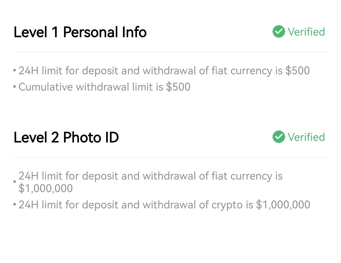 okcoin settings verification tab