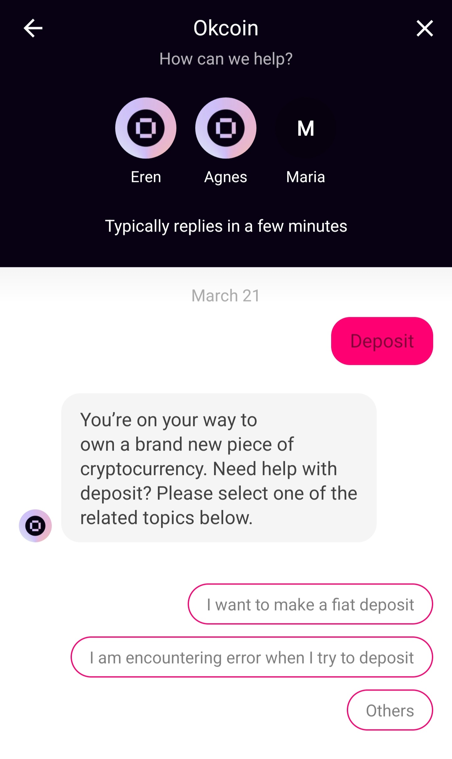 okcoin settings customer support