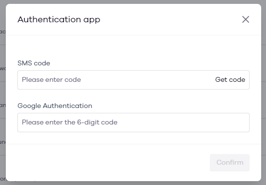 Desactivación de la aplicación de autenticación en Okcoin