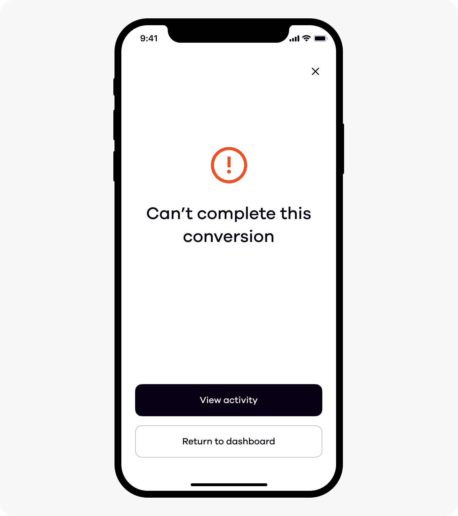 Okcoin app Convert error message